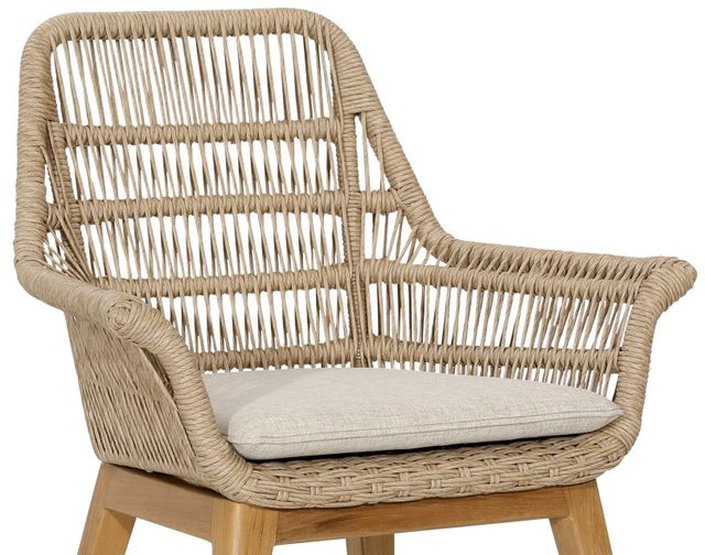 Dovetail Furniture Kenna Ivory/Natural Aluminum/Fabric/Rattan/Teak Outdoor Dining Chair-1