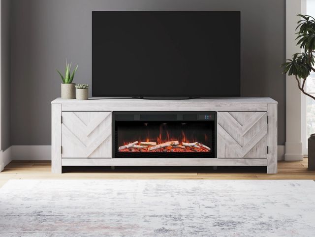 Signature Design by Ashley® Cayboni Whitewash 71" TV Stand with Electric Fireplace-5