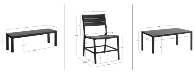 Linon Alora 6-Piece Black Aluminum Outdoor Dining Set-2