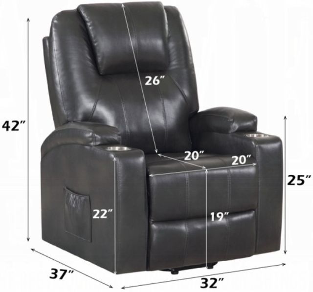 ACME Furniture Evander Gunmetal Power Lift Recliner and Massage-3