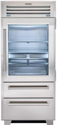Front view of the Sub-Zero® PRO Series 36" 22.7 Cu. Ft. Stainless Steel Frame Built-InBottom Freezer Refrigerator