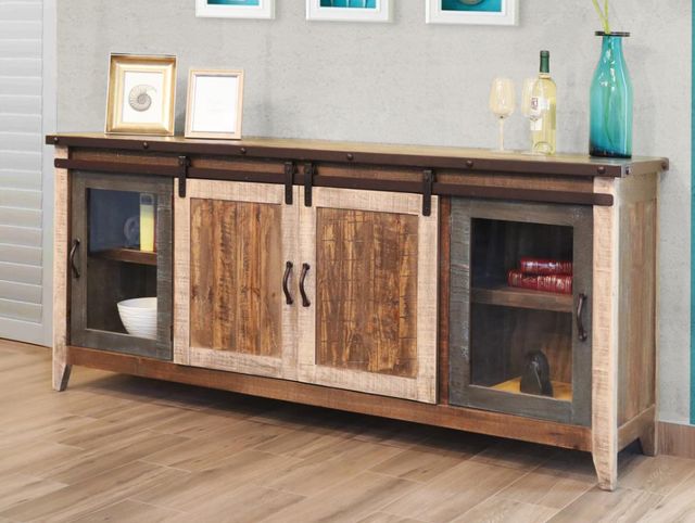 International Furniture Direct Antique Brown 80" TV Stand-1