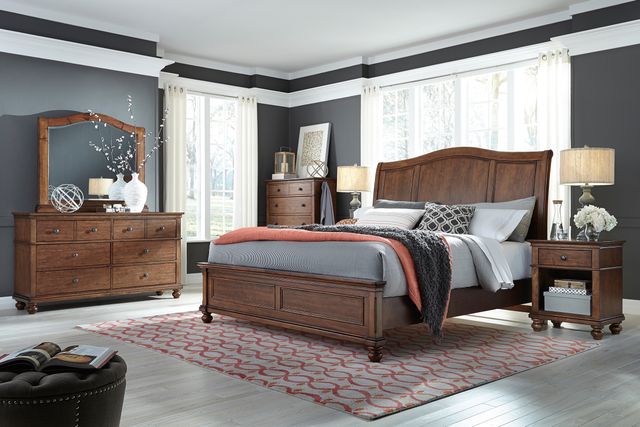 aspenhome® Oxford Whiskey Brown California King Sleigh Bed-2