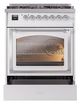 Ilve® Nostalgie II Noblesse 30" Custom RAL Color Pro Style Dual Fuel Range with Chrome Trim-3