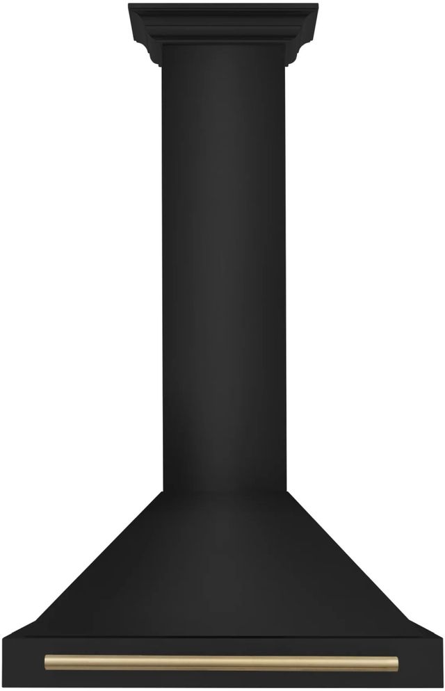 ZLINE Autograph Edition 30" Black Stainless Steel Wall Mounted Range Hood with Champagne Bronze Handle-0
