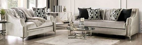 Furniture of America® Elicia Silver Sofa-1