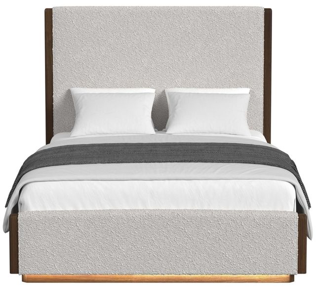 Elements International Brisbane Boucle Beige/Brown Queen Upholstered Panel Bed-3