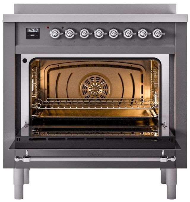 Ilve® Nostalgie II Series 36" Matte Graphite Pro Style Induction Range-1