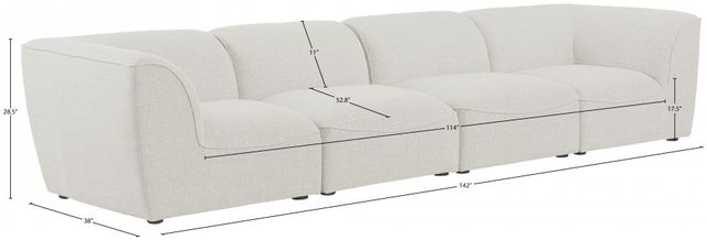 Meridian Furniture Miramar 4-Piece Cream 142" Upholstered Modular Sofa-2