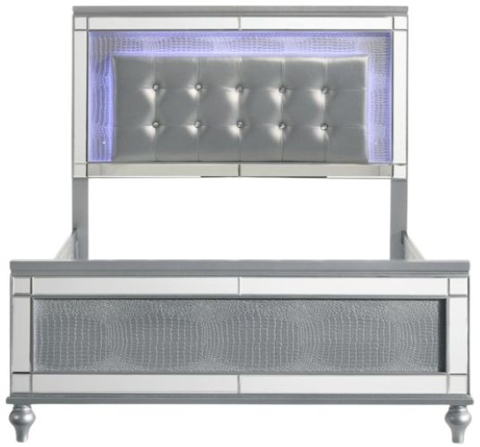 New Classic® Home Furnishings Valentino 5-Piece Silver Queen Upholstered Bedroom Set with Two Nightstands-2