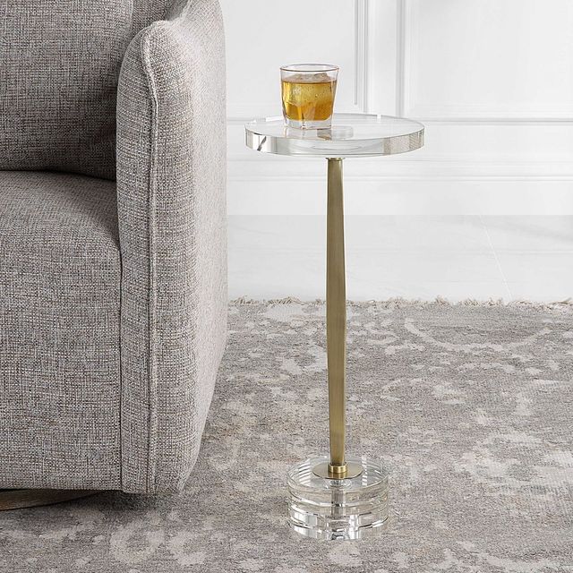 Uttermost® Groove Crystal Top Drink Table with Brushed Gold Base-1