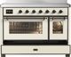 Ilve® Majestic III 48" Antique White Pro Style Induction Range with 6 Elements and Burnished Trim-2