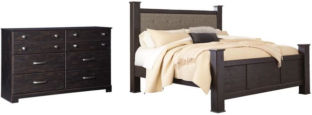 Signature Design by Ashley® Reylow 2-Piece Dark Brown King Poster Bed Set-0