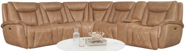 Corinthian Furniture Jordan 6-Piece Camel L-Shape Power Reclining Sectional with Freezer-0