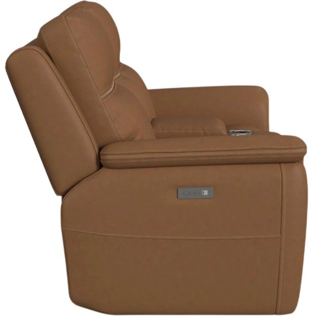 Flexsteel® Sawyer Harvest Leather Power Reclining Loveseat with Console, Power Headrests and Lumbar-3