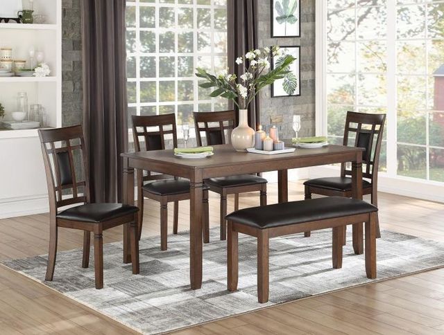 Mazin Furniture Salton Cherry 6 Piece Dining Table Set-1