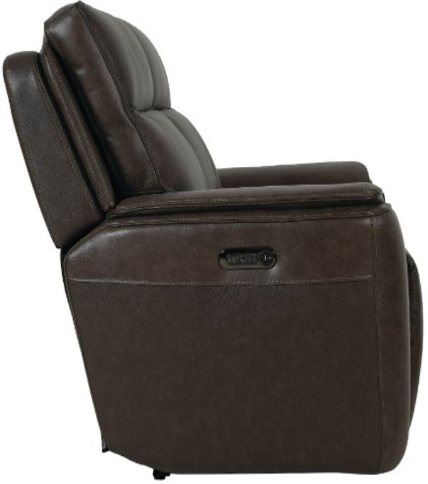 Bassett® Furniture Club Level Manteo Sable Leather Power Reclining Loveseat with Console-2