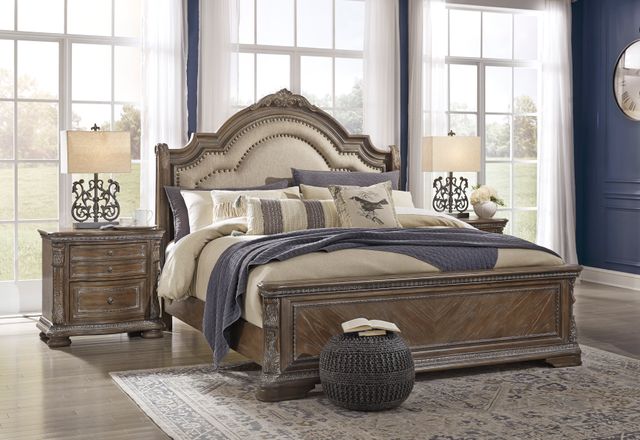 Signature Design by Ashley® Charmond 2-Piece Brown Queen Upholstered Sleigh Bed Set-3