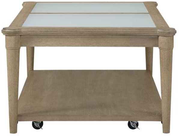 Bernards Citrus Heights Glass Top Cocktail Table with Sand Base and Caster-2