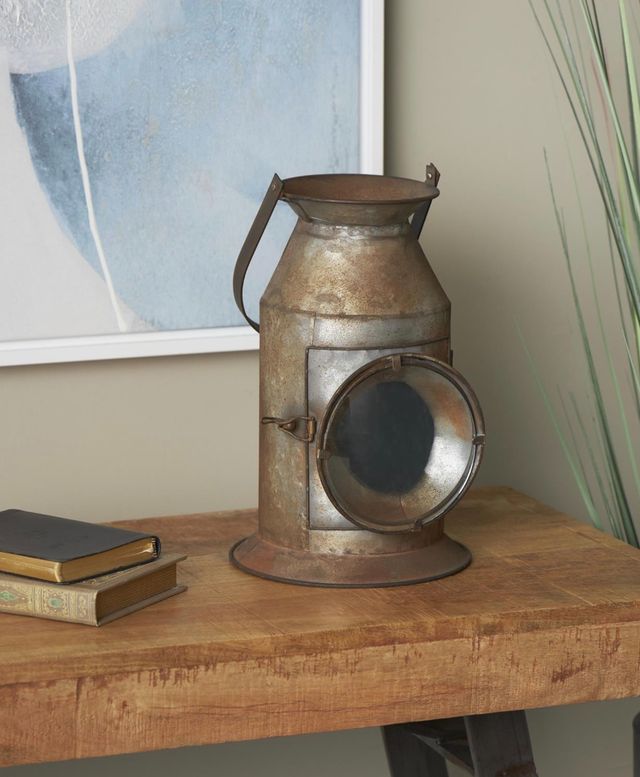 Deco Marche Gray Decorative Candle Lantern with Handle-1
