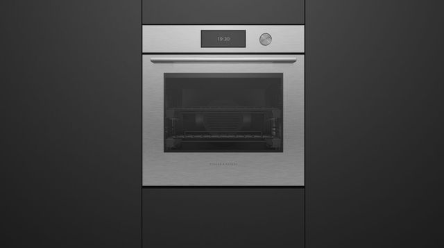 Fisher & Paykel Series 9 24” Brushed Silver Glass Contemporary Self Cleaning Single Electric Wall Oven-4