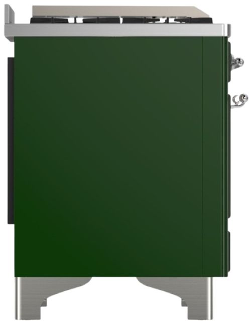 Ilve® Majestic III 36" Emerald Green Pro Style Dual Fuel Natural Gas Range with 6 Black Brass Burners and Chrome Trim-3