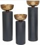 A & B Home Pillar 3-Piece Black/Gold Candle Holder Set-0