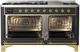 Ilve® Majestic III 60" Graphite Matte Pro Style Dual Fuel Liquid Propane Range with Solid Door and Brass Trim-1