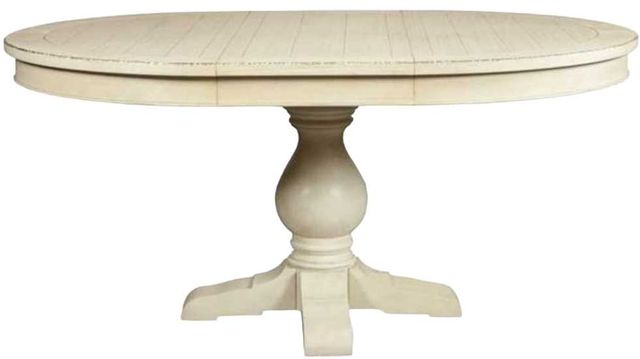 Riverside Furniture Aberdeen Weathered Worn White 18" Leaf Round Dining Table-2
