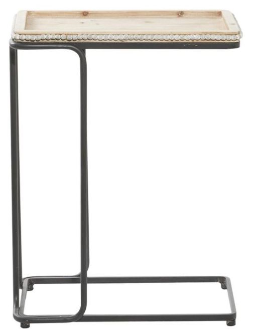 Deco Marche Washed White Accent Table with Black Base-1