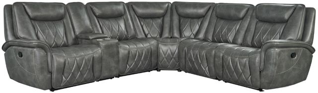 Corinthian Furniture Jordan 6-Piece Charcoal L-Shape Power Reclining Sectional-0
