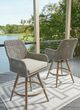 Signature Design by Ashley® Seton Creek 2-Piece Beige/Gray Outdoor Aluminum/Resin Wicker Swivel Bar Stool-4