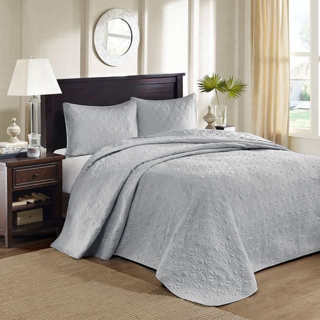Olliix by Madison Park Grey King Quebec Reversible Bedspread Set-0