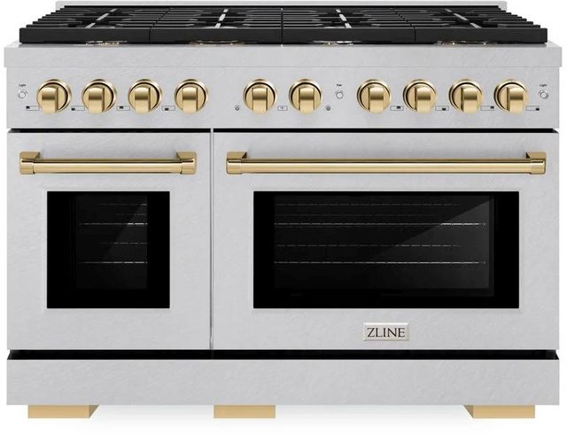 ZLINE Autograph Edition Paramount 48" Satin Stainless Steel Pro Style Dual Fuel Range with Polished Gold Accents-0