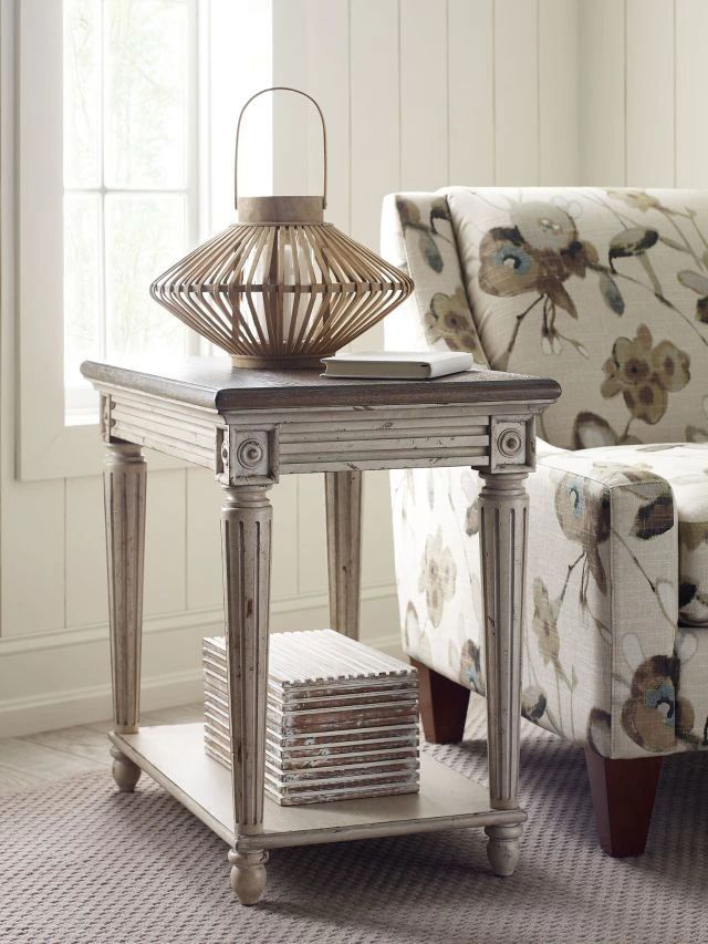 American Drew® Southbury Fossil Charging Chairside Table with Parchment Base-1