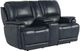 Bassett® Furniture Burlington Navy Leather Loveseat with Console-1