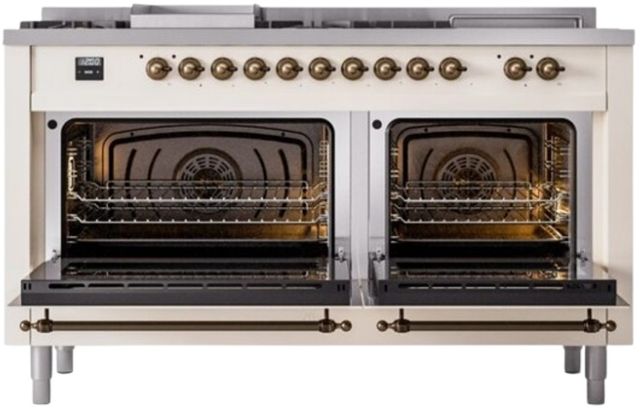 Ilve® Nostalgie II Series 60" Antique White Pro Style Dual Fuel Range-1