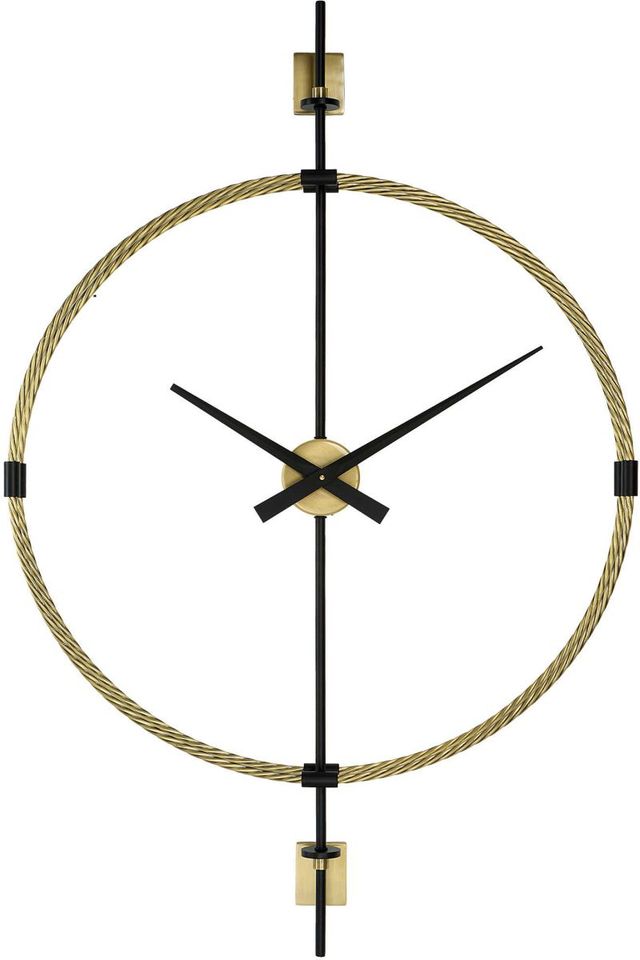 Uttermost® Time Flies Brushed Brass/Satin Black Modern Wall Clock-0