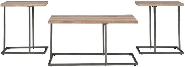 Signature Design by Ashley® Albreane 3-Piece Grayish Brown Occasional Table Set with Black Base-1