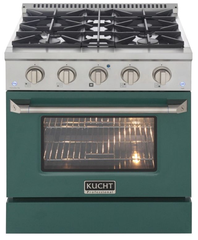 Kucht Professional KDF Series 30" Stainless Steel Pro Style Dual Fuel Range with Green Door-0