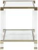 Vanguard® Furniture New Field Glass Top Side Table with Acrylic Posts and Satin Brass Accents-1