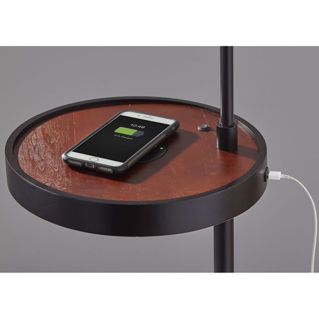 Adesso® Oliver Matte Black Adessocharge Task Shelf Floor Lamp-1