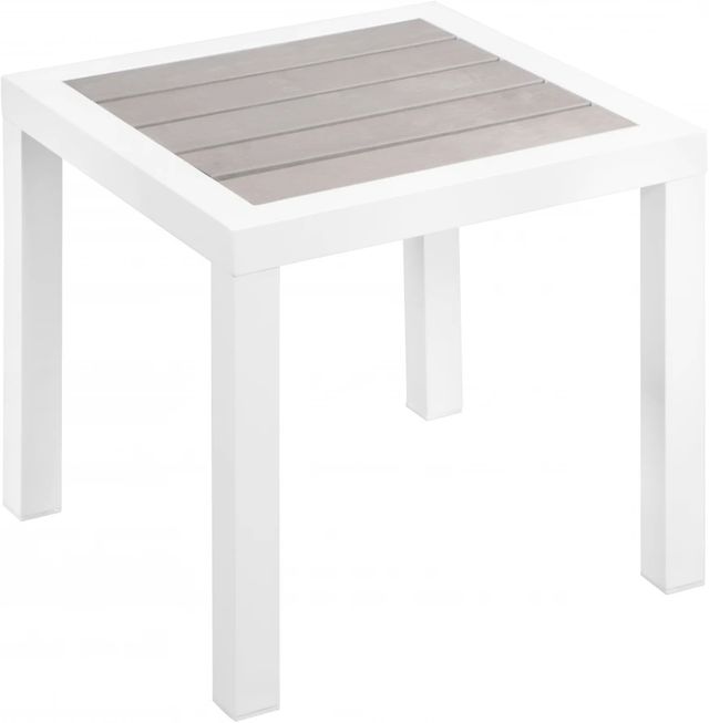 Meridian Furniture Nizuc Gray/White Aluminum/Plastic Outdoor Patio End Table-0