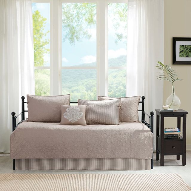 Olliix by Madison Park 6 Piece Khaki Quebec Reversible Daybed Cover Set-1