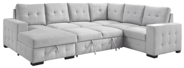 Mazin Furniture Geneva 4-Piece Light Gray Left-Arm Facing Pullout Sleeper Sectional and Storage Chaise-0