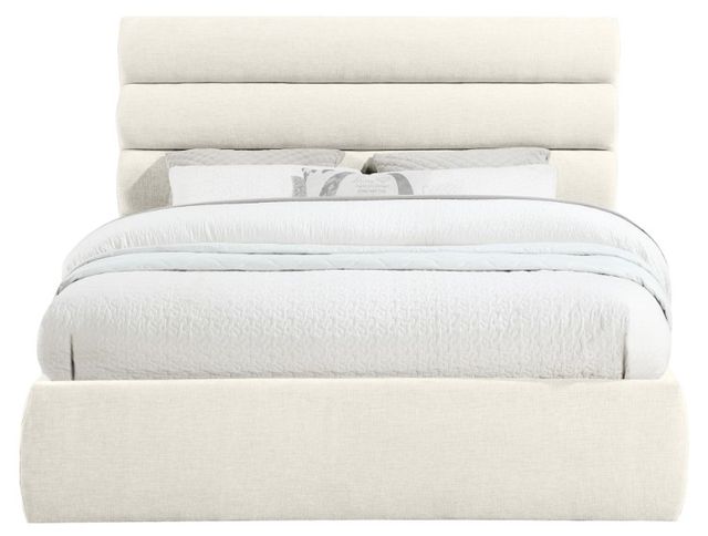 Meridian Furniture Adam Cream 52" Queen Upholstered Panel Bed-1
