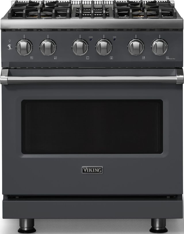 Viking® 5 Series 30" Cast Black Pro Style Dual Fuel (NG) Range with Polished Chrome Trim-0
