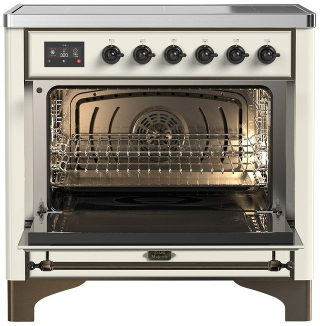 Ilve® Majestic III 36" Antique White Pro Style Induction Range with Solid Door and Burnished Trim-1