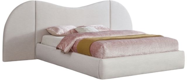 Meridian Furniture Everest White Queen Linen Textured Upholstered Panel Bed-0