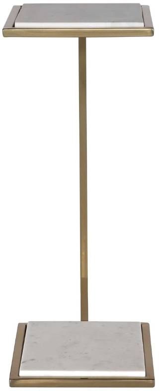 Uttermost® Elevate White Drink Table with Brushed Brass Frame-3